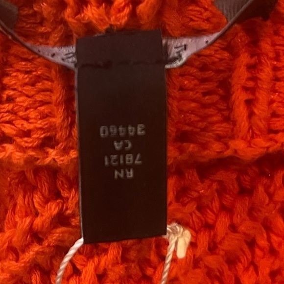 EILEEN FISHER Size L Organic Cotton Knit Oversized Shaker Sweater Orange - Picture 7 of 7